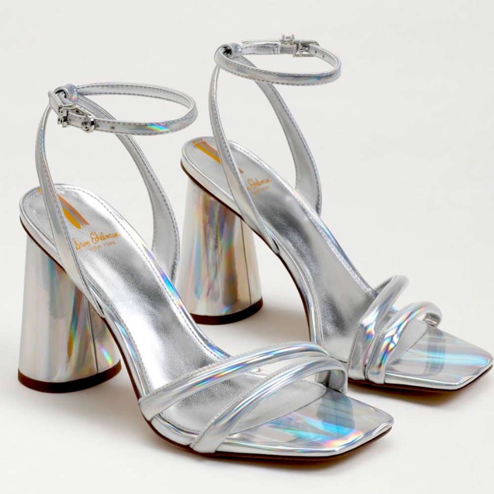 Sam Edelman Kia Silver Metallic Heels. Size 8.5, gently worn.